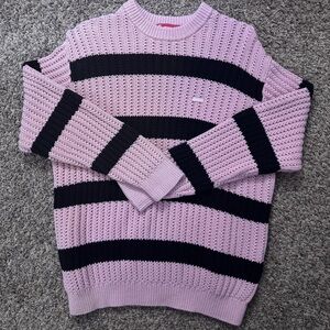 Supreme Lavender and Black Crewneck Sweater